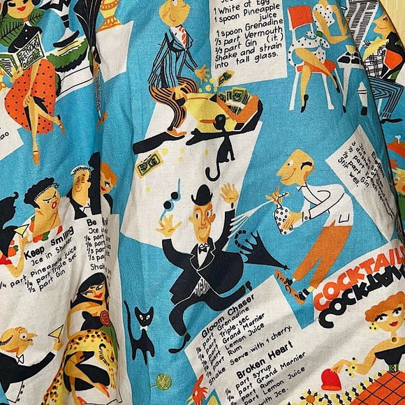 Vintage Cocktail Recipes Apron Black Sequins Lace & Sheer Trim - Picture 11 of 13